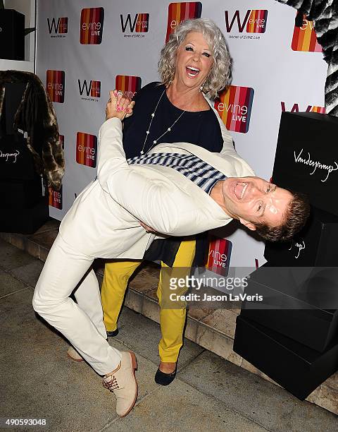 Paula Deen and Louis Van Amstel attend the EVINE Live celebration at Villa Blanca on September 29, 2015 in Beverly Hills, California.