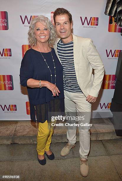 Paula Deen and Louis van Amstel attend Celebrating The Women Of EVINE Live at Villa Blanca on September 29, 2015 in Beverly Hills, California.