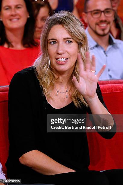 Sister of Main Guest of the show singer Christophe Willem, Sandrine, attend the 'Vivement Dimanche' French TV Show at Pavillon Gabriel on September...