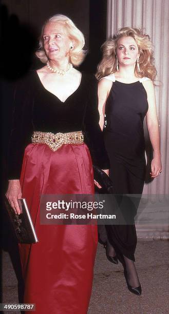 Guest and daughter Cornelia attend the Costume Institute Gala at the Metropolitan Museum of Art, New York, New York, 1981.