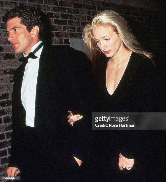 John Kennedy Jr and Carolyn Bessette Kennedy attend the First Jackie O Award Salute to Brendan Gill at the 26th Street Armory, New York, New York,...