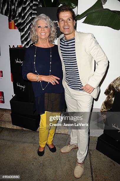 Paula Deen and Louis Van Amstel attend the EVINE Live celebration at Villa Blanca on September 29, 2015 in Beverly Hills, California.