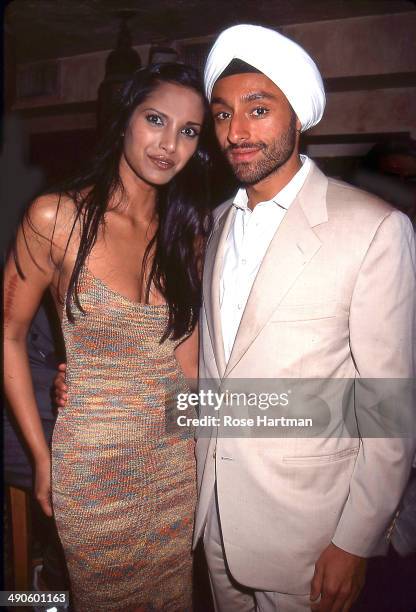 Padma Lakshmi and Vikram Chatwal during the cookbook launch for Lakshmi's 'Easy Exotic' book at Chez es Saada, New York, New York, 1999.