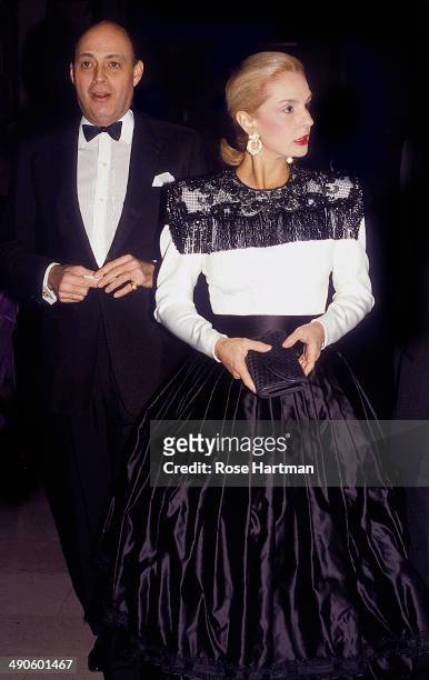 Reinaldo and Carolina Herrera attend the Spanish Institute Gala at the Plaza Hotel, New York, New York, 1990s.