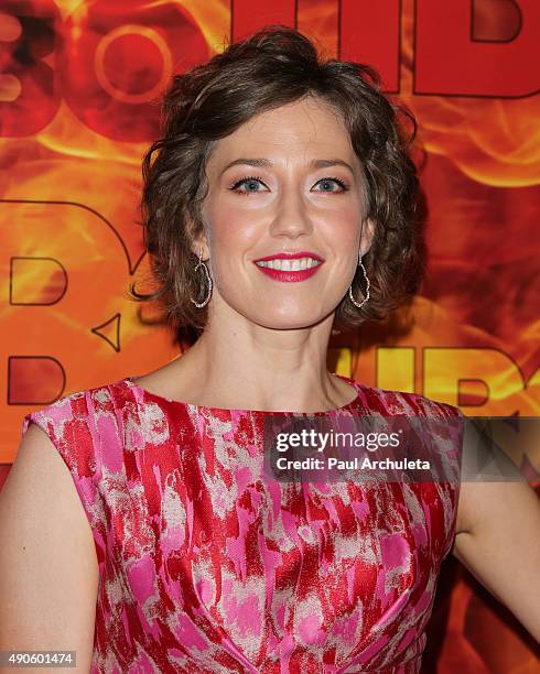 Actress Carrie Coon attends the HBO's Official 2015 Emmy After Party at The Plaza at the Pacific Design Center on September 20, 2015 in Los Angeles,...