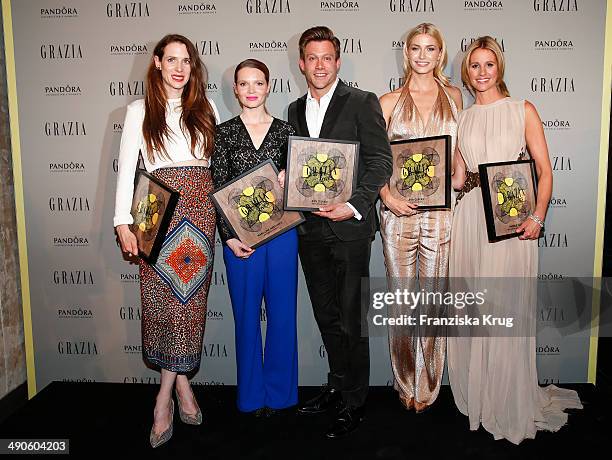 Julia Malik, Karoline Herfurth, Ken Duken, Lena Gercke and Mareile Hoeppner attend the Pandora At Grazia Best Dressed Award at Soho House on May 14,...