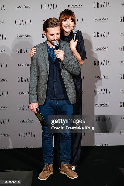 Eva Padberg and Klaas Heufer-Umlauf attend the Pandora At Grazia Best Dressed Award at Soho House on May 14, 2014 in Berlin, Germany.