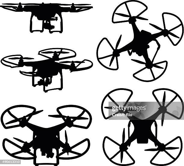 drone silhouettes - radio controlled handset stock illustrations