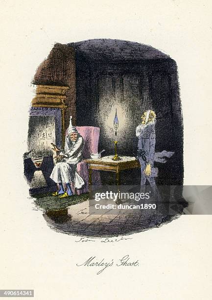 stockillustraties, clipart, cartoons en iconen met marley's ghost - scrooge
