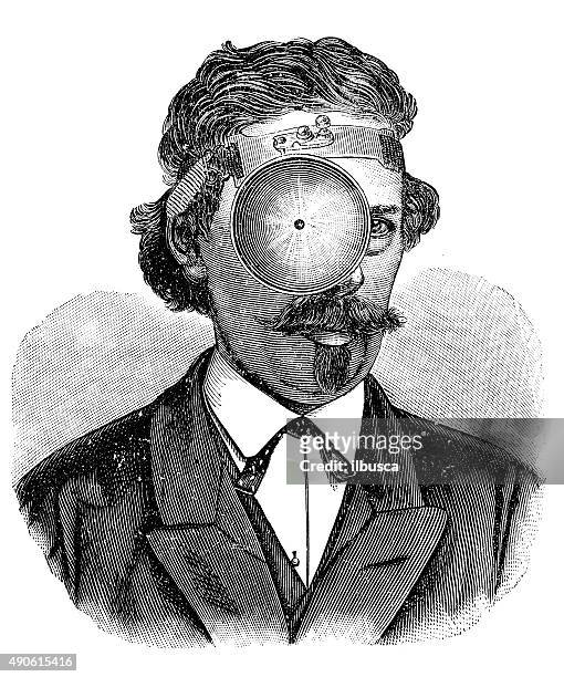 ilustrações, clipart, desenhos animados e ícones de antigo médico ilustração de ferramentas - optometrista