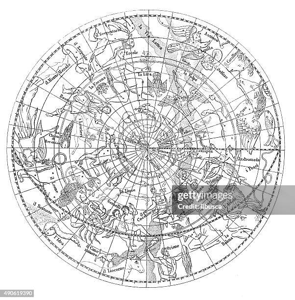 stockillustraties, clipart, cartoons en iconen met antique illustration of astronomy constellations - astronomy