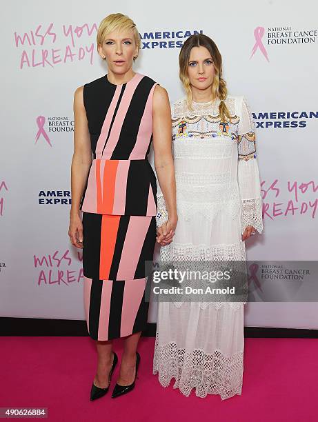 Toni Collette and Drew Barrymore arrive ahead of the 'Miss You Already' gala premiere at the State Theatre on September 30, 2015 in Sydney, Australia.