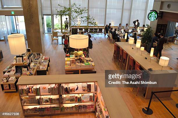 General view of the Ebina City Central Library, which outsources the operation to Japan's video rental and bookstores chain Culture Convenience Club...