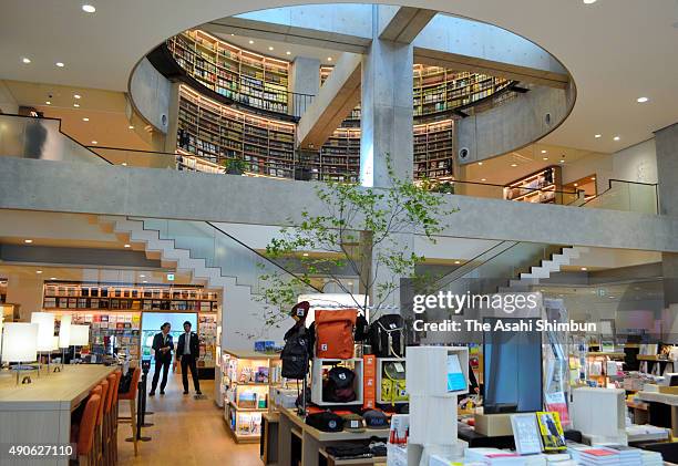 General view of the Ebina City Central Library, which outsources the operation to Japan's video rental and bookstores chain Culture Convenience Club...