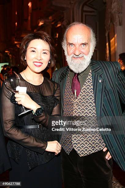Glory Zhang and Barnaba Fornasetti attend Vogue China 10th Anniversary at Palazzo Reale on September 28, 2015 in Milan, Italy.