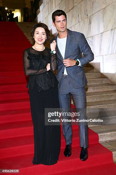 Sean O'Pry and Glory Zhang attend Vogue China 10th Anniversary at Palazzo Reale on September 28, 2015 in Milan, Italy.