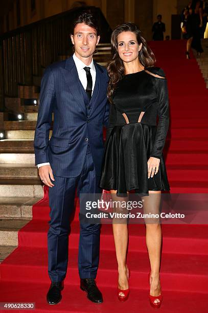 Riccardo Montolivo and Cristina De Pin attend Vogue China 10th Anniversary at Palazzo Reale on September 28, 2015 in Milan, Italy.