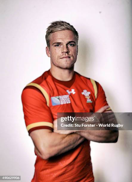 Gareth Anscombe of Wales poses for a portrait during the Wales Rugby World Cup 2015 Squad photo call on september 30, 2015 in Cardiff, Wales.