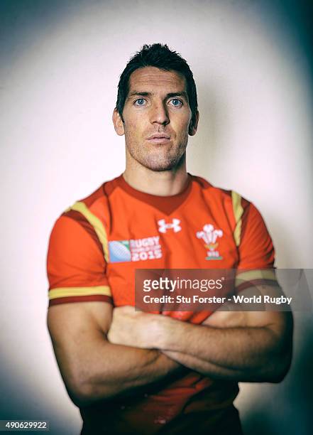 James Hook of Wales poses for a portrait during the Wales Rugby World Cup 2015 Squad photo call on september 30, 2015 in Cardiff, Wales.