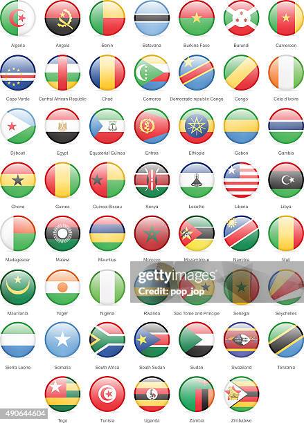 africa - round flags - illustration - flag of botswana stock illustrations