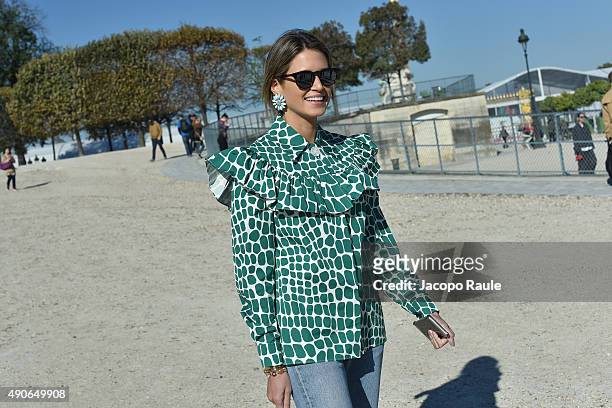 Helena Bordon is seen arriving at Maison Margiela during the Ready To Wear S/S 2016 : Day Two on September 30, 2015 in Paris, France.