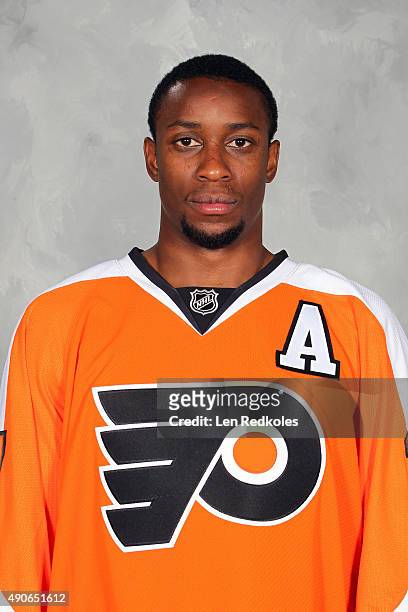 Wayne Simmonds of the Philadelphia Flyers poses for his official headshot for the 2015-2016 season on September 18, 2015 at the Virtua Flyers Skate...