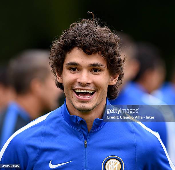 Dodo of FC Internazionale smiles during a training session at the club's training ground at Appiano Gentile on September 30, 2015 in Como, Italy.