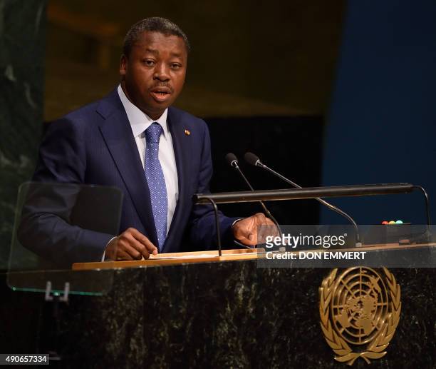 Faure Essozimna Gnassingbé, President of Togo, addresses to the 70th session of the United Nations General Assembly September 30, 2015 at the United...