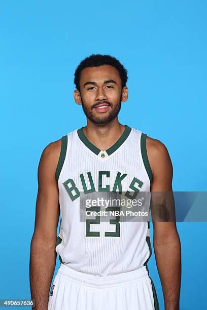 Jon Horford of the Milwaukee Bucks poses for a portrait during Media Day on September 28, 2015 at the Orthopaedic Hospital of Wisconsin Training...