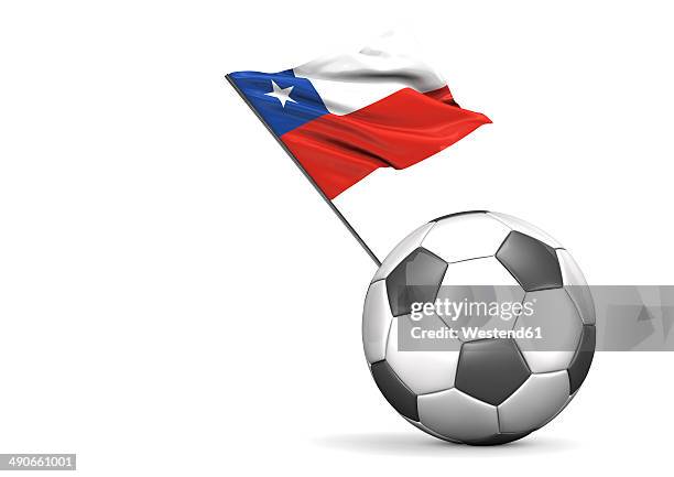 football with flag of chile, 3d rendering - joe allen welsh soccer player stock illustrations