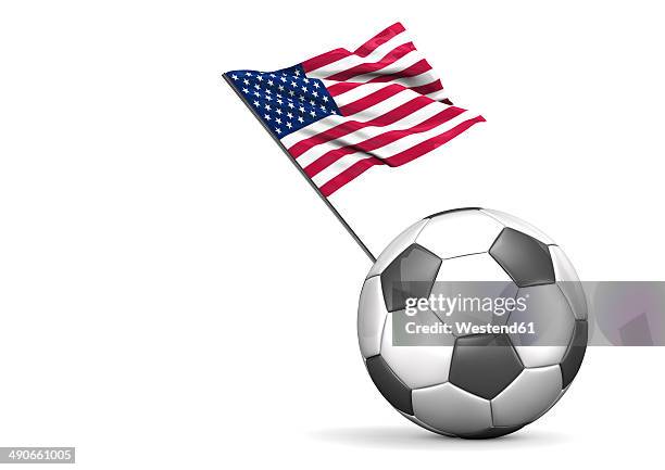 ilustraciones, imágenes clip art, dibujos animados e iconos de stock de football with flag of usa, 3d rendering - american football sport