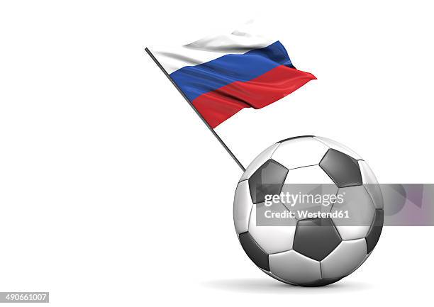 ilustraciones, imágenes clip art, dibujos animados e iconos de stock de football with flag of russia, 3d rendering - equipo de fútbol internacional