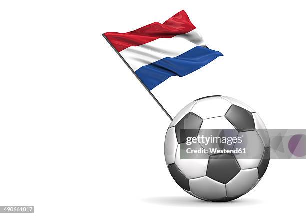 football with flag of netherlands, 3d rendering - netherlands flag stock illustrations