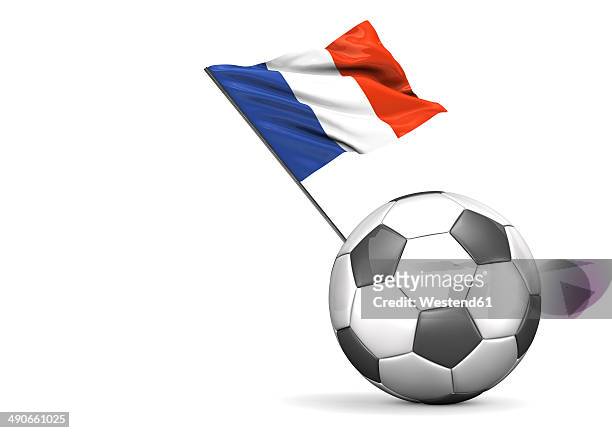 football with flag of france, 3d rendering - tricolor 幅插畫檔、美工圖案、卡通及圖標