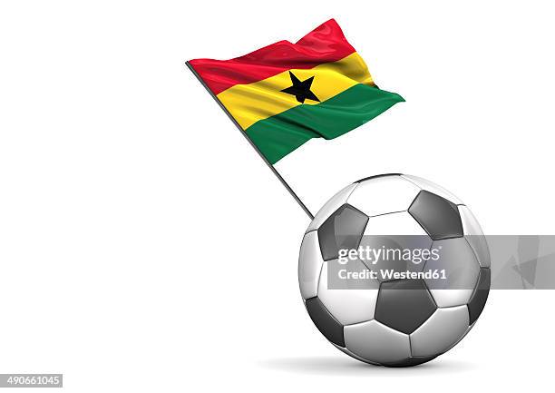 football with flag of ghana, 3d rendering - ghanaian flag stock illustrations