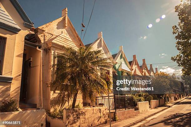 australia, new south wales, sydney, newtown, row of old residential houses at sunlight - sydney houses stock pictures, royalty-free photos & images