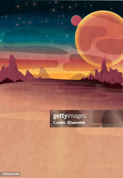 mars or outerspace scene poster - space stock illustrations