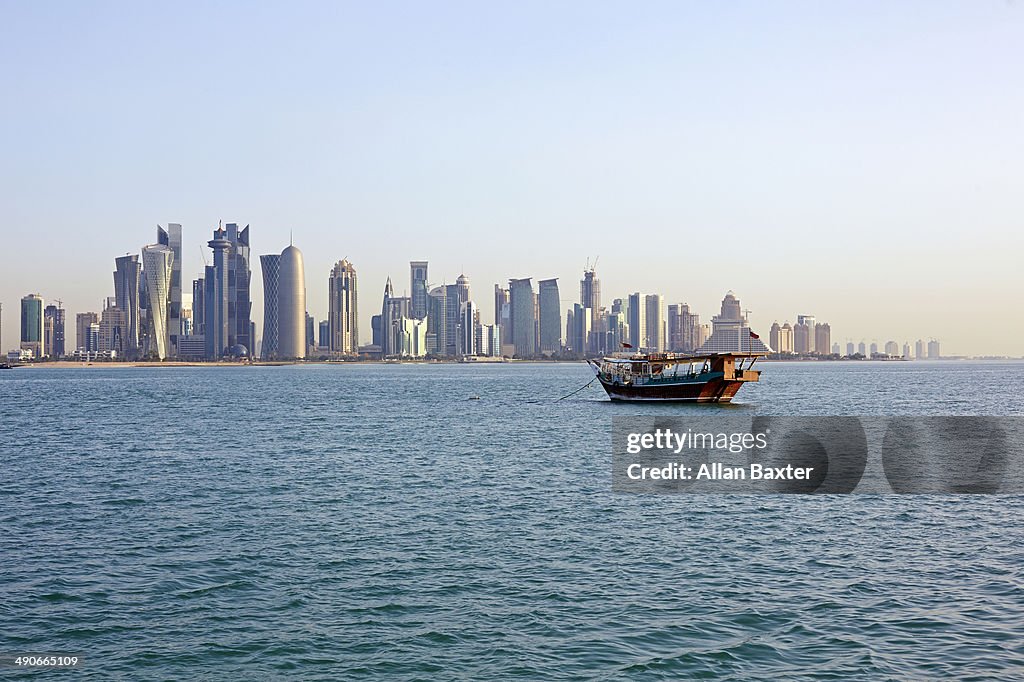 Dhow with Doha cityscape