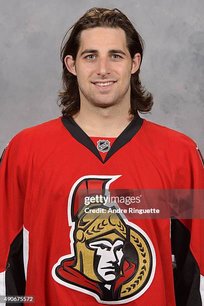 Eric O'Dell of the Ottawa Senators poses for his official headshot for the 2015-2016 season on September 17, 2015 at Canadian Tire Centre in Ottawa,...