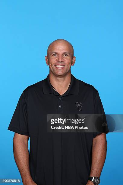 Jason Kidd of the Milwaukee Bucks poses for a portrait during Media Day on September 28, 2015 at the Orthopaedic Hospital of Wisconsin Training...