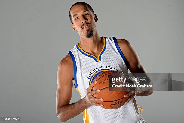 Shaun Livingston of the Golden State Warriors poses for a portrait on September 28, 2015 at the Warriors practice facility in Oakland, California....