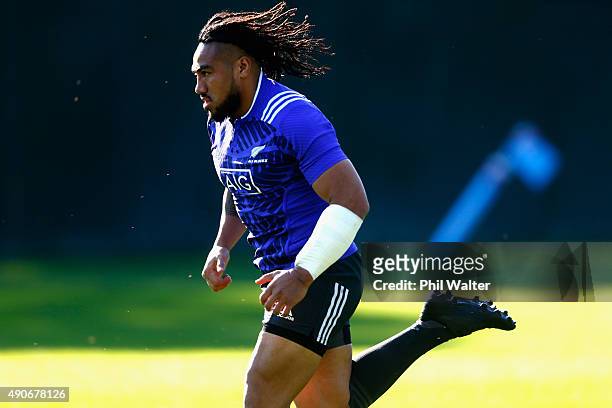 Maa Nonu of the All Blacks during a New Zealand All Blacks Training Session at Sophia Gardens on September 30, 2015 in Cardiff, United Kingdom.