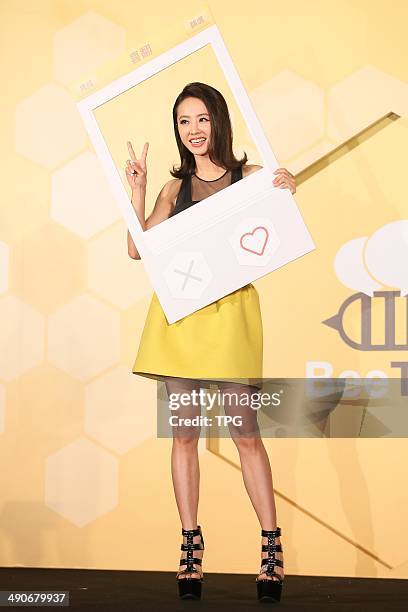 Singer Jolin Tsai attends a commercial event on Tuesday May 13,2014 in Taipei,China.