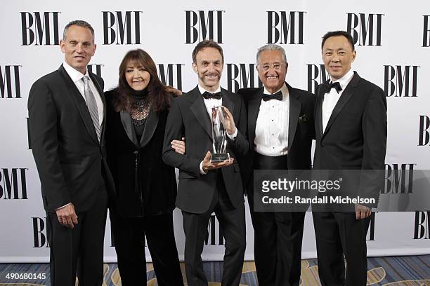 Michael O'Neill; BMI Vice President, Film/TV Relations Doreen Ringer-Ross; BMI Richard Kirk Award recipient Mychael Danna; BMI President Del Bryant;...