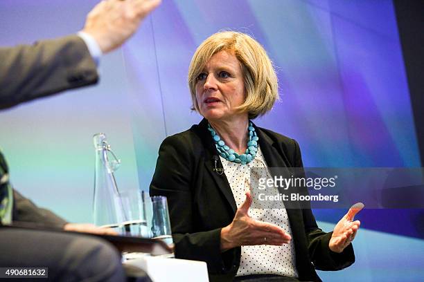 Rachel Notley, Alberta's premier, speaks during an interview at the Canadian Fixed Income Conference in New York, U.S., on Wednesday, Sept. 30, 2015....