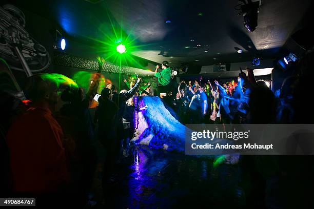 Snowboarding and Party in a Club