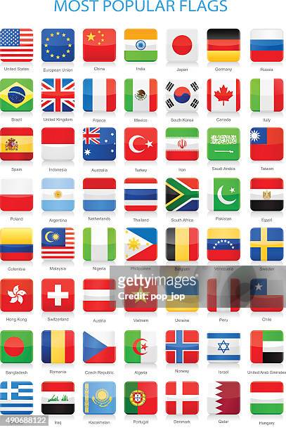 weltweit beliebtesten square flaggen-grafik - most popular flag icon stock-grafiken, -clipart, -cartoons und -symbole