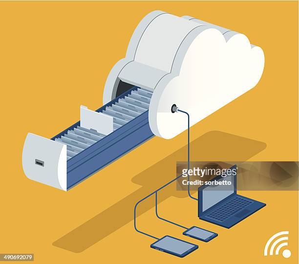 cloud computing - document storage stock illustrations