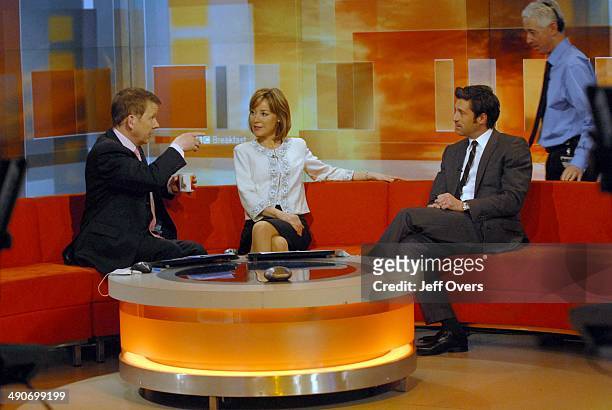 Bill Turnbull and Sian Williams on BBC Breakfast programme with American actor Patrick Dempsey