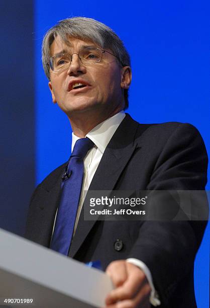 Andrew Mitchell, shadow International Development secretary addresses the Conservative Party conference, held at the Winter Gardens in Blackpool....